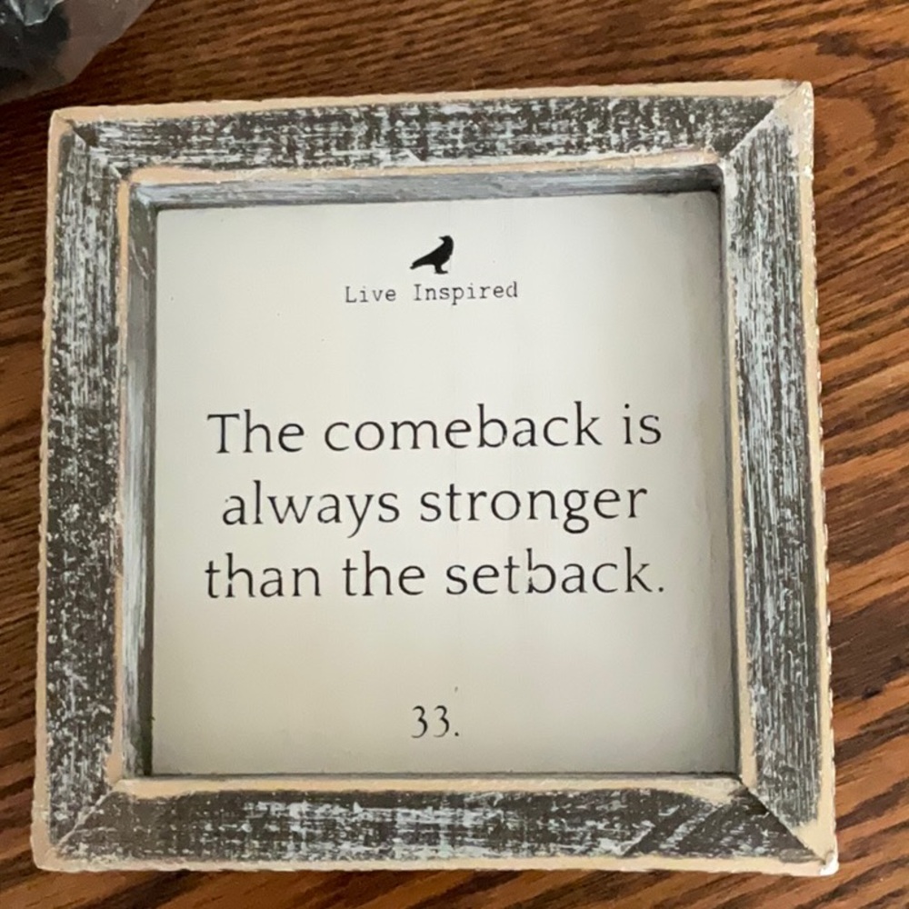 NWT “The comeback is always stronger than the setback.”